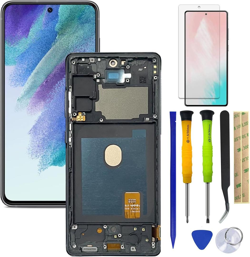 Galaxy S20 FE 5G OLED Screen Replacement for Samsung S20FE Screen Replacement LCD Display Touch Screen Digitizer SM-G781U1/DS 6.5 inch Black with Frame+Tools