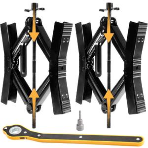 Camper Wheel Chock Stabilizer 2 Sets, Double Speed Heavy Duty Truck RV Tire Scissor Locking X Chock, Camper Accessories for Travel Trailers Tire Chalks, Anti Rust Coating, Fit for 3.5 to 12