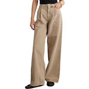Women's High Waisted Wide Leg Corduroy Pants Vintage Loose Comfy Trousers with Pockets (Medium, Khaki)