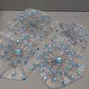 Funnymoom 4 Pcs Starburst Wall Decor Bling Crystal Wall Art Rhinestones Sunburst Home Decorative Bling Hanging Diamond Accents Metal Gold Decor Art for Living Room Bedroom Entryway Office(Blue)