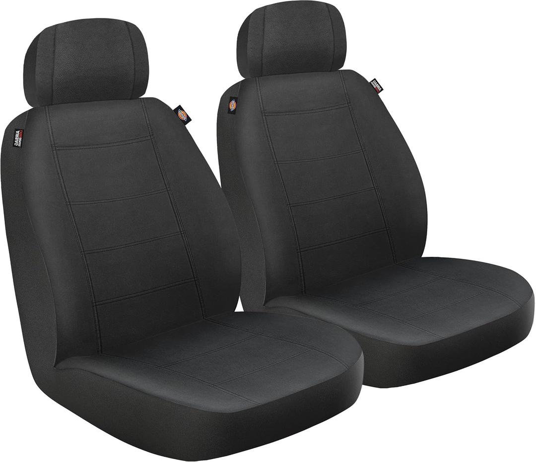 Dickies 2-Piece Deluxe Vegan Leather Seat Covers, Black, Universal