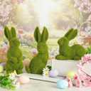 Easter Bunny Decorations, 3 PCS Resin Moss Bunny Figurines Green Faux Flocked Rabbit for Easter Decor Small Decorative Rabbit Statues for Home Decor, Spring Tabletop Centerpiece(Small Moss 3pcs)