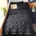 Bedsure Twin XL Comforter Set - Extra Long 5 Pieces Dorm Bedding Sets, GentleSoft Pinch Pleat Black Bed in a Bag with Pintuck Comforters, Sheets, Pillowcase & Sham