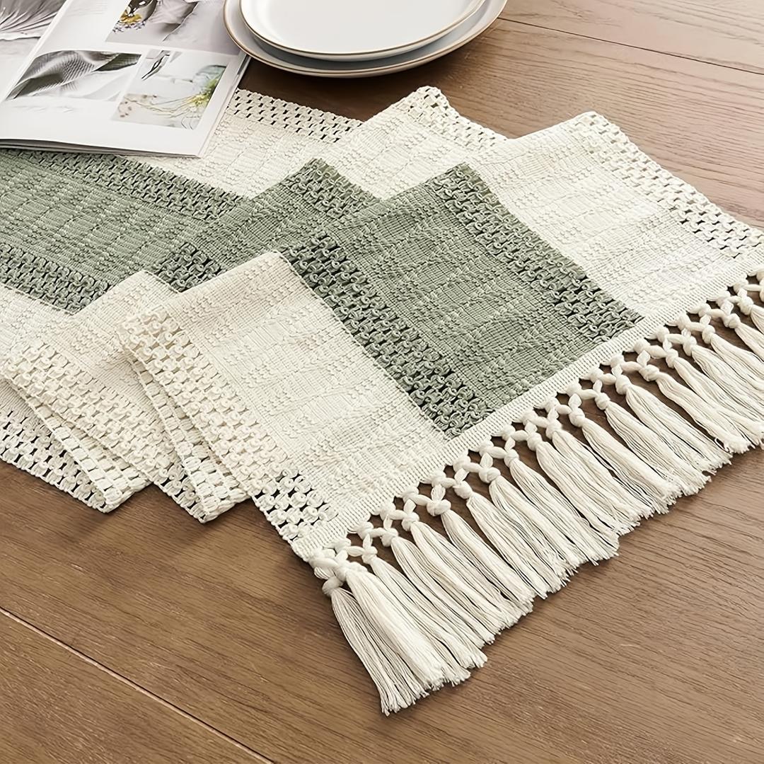Table Runner, Green Burlap Table Runners Modern Farmhouse Table Runner for Coffee Table, Dining Table Cover Dresser Entryway Spring Table Runner Party Decorations 15x72 Inches Long Table Runners 