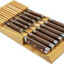 Bamboo Kitchen Drawer Knife Block, In drawer Knife Holder, Knife Drawer Organizer fit for 13 knives