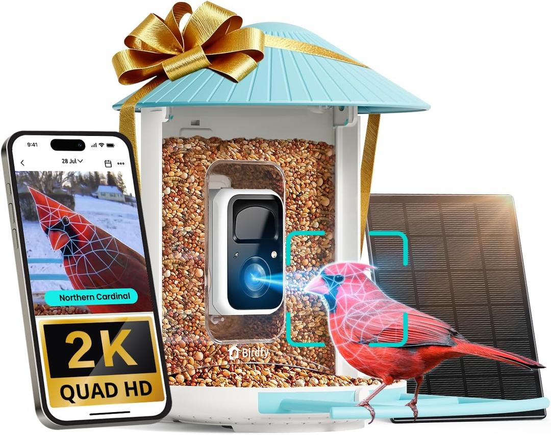 NETVUE by Birdfy Smart Bird Feeder with Camera Solar Power, Smart AI Birdwatching Camera, Auto Capture & Notify, Clear Day & Color Night Video & Pictures, Ideal Gift for Lover