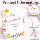 3 x Love is Sweet Sign, Floral Wedding Ceremony Sign, Pack of 1 Wooden Tabletop Sign with Stand, Wedding Supplies, Engagement and Reception Wedding Decorations - LD07