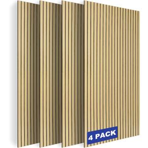 BUBOS 4 Pack Large Acoustic Panels,47.2"x23.6"Acoustic Wall Panels,Self-adhesive Sound Proof Panels for Walls,Decorative Soundproof Panels for Recording Studio&Office,oak