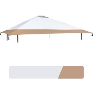 13x13 Canopy Replacement Top with Air Vent Fit for Coleman Oasis 1606532 2156426 2156428, 300D Oxford Waterproof Silver Coated Pop Up Canopy Tent Cover for Outdoor (Replacement Top Only) (Silvery White+oak)