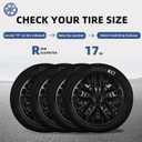 17 Inch Gloss Black Sporty 10-Spoke Design Universal Wheel Covers Hubcaps for Steel Wheels, Set of 4, Patented Adjustable Snap-On Design, Tool-Free Install