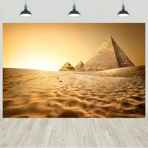 7x5ft Egyptian Pyramids Backdrop Egypt Ancient Architecture Ruins Scene Desert Photography Background Travel Adventure Exploration Theme Party Decorations Banner Photo Studio Props