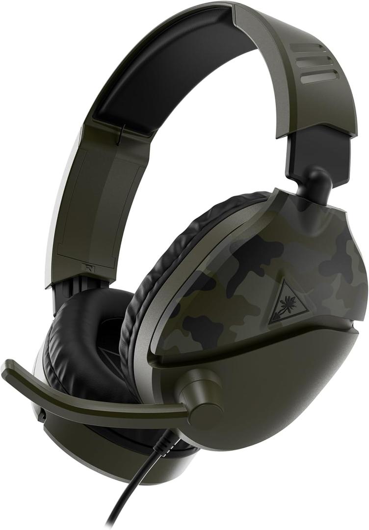 Turtle Beach Recon 70 Multiplatform Gaming Headset for Xbox Series X|S, Xbox One, PS5, PS4, PC & Mobile w/ 3.5mm Wired Connection - Flip-to-Mute Mic, 40mm Speakers, Lightweight Design, Green Camo