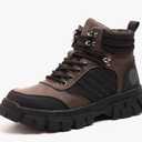 Work Safety Boots for Men Waterproof Lightweight Leather Mid Cut Arch Support Steel Toe Construction Sneakers, 8