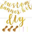 TaoBary 167 Pcs DIY Banner Kit Happy Birthday Glitter Banner Customizable Glitter Make Your Own Kit 162 Letters Symbols and Numbers 3 Rope for Birthday Halloween Wedding Christmas(Gold)