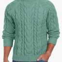 Askdeer Men's Pullover Sweater Cable Knit Crewneck Sweater Long Sleeve Classic Casual Sweater Tops, S
