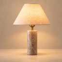 15in Mid Century Modern Marble Table Lamp with Fabric Shade