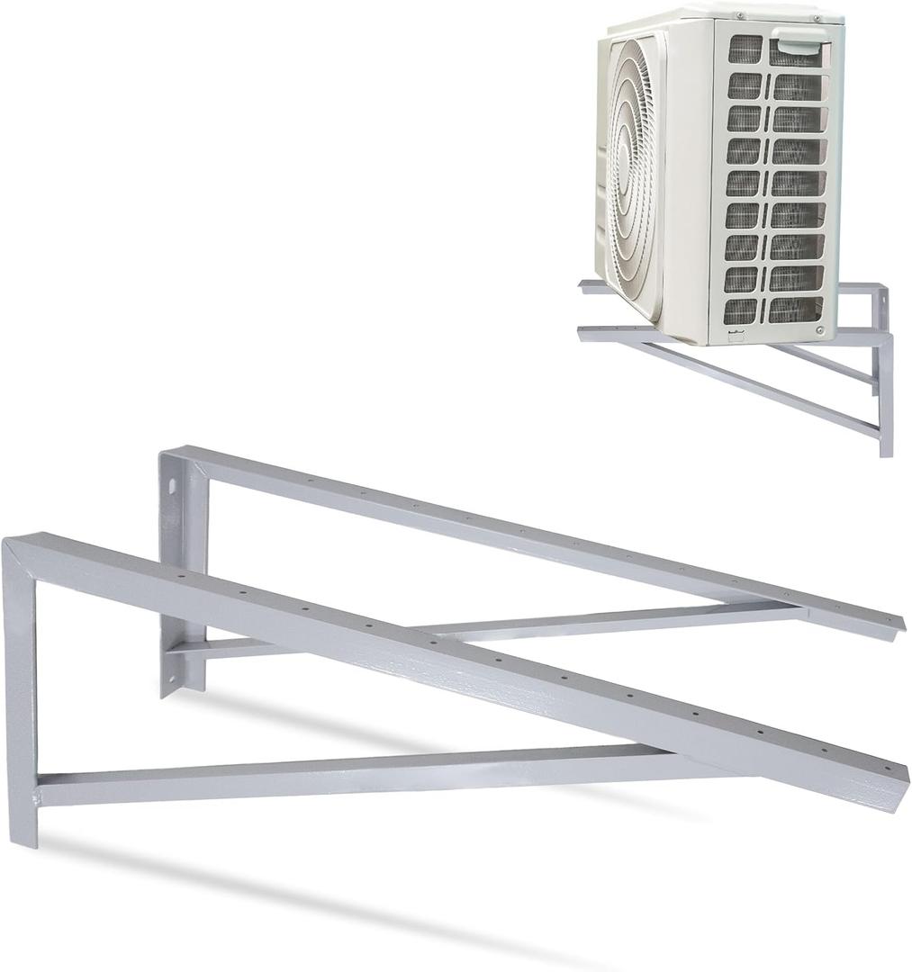 Cambridge 42" Steel Wall Mounted Brackets for Mini Split Type AC - 600 lbs. Capacity, Powder Coated 10 Gauge Steel Triangle Brackets for Condenser or Heat Pump, 2 Pieces