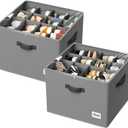 PHINOX Shoe Organizer for Closet, 2 Pack Fabric Shoe Organizer Storage Box, Shoe Storage Containers with Clear Cover, Closet Shoe Storage for Boots Sandals Slippers,Fits 16-32 Pairs, Gray