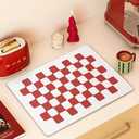 Red Dish Drying Mat Hide Stain Coffee Bar Mat Fast Dry Modern Checkered Kitchen Accessories Non Slip Mat, New Year Gift for Family Friends Home Decor,Red Checkered