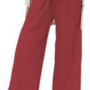 Hixiaohe Women's Casual Wide Leg Sweatpants High Waist Baggy Acid Wash Pants Drawstring Athletic Palazzo Pants with Pockets (Red, XS)