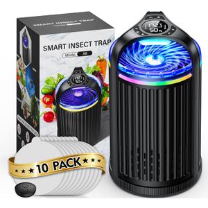 Fruit Fly Traps for Indoors, 2025 New Gnat Traps for House Indoor with UV&Blue Bug Light, Bug Zapper Flying Insect Trap for Fruit Flies, Gnats,Plants Moths with 10 PCS Refill-Black