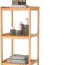 kinbor 3-Tier Bamboo Shelf Freestanding - Space-Saving Bathroom Standing Shelf & Plant Stand, 3 Shelf Bookcase for Kitchen, Living Room, Office (Natural Bamboo, Easy Assembly)