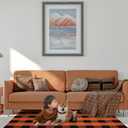 Buffalo Plaid Area Rug, Checkered Rug 27.5x43 Inches, Black and Orange Rug, Washable Cotton Mat for Front Porch, Entryway, Kitchen, Living Room, Christmas Decor