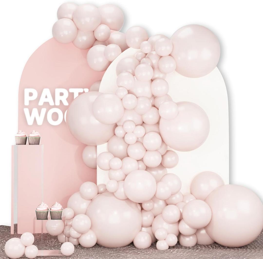 PartyWoo Beige Balloons 140pcs Different Sizes of 18 12 10 5 Inch Boho Cream Ivory Neutral Balloon Arch Kit Garland for Wedding Bridal Graduation Baby Shower Birthday Party Decorations White-F60