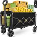 Wagons Carts Foldable - Collapsible Wagon 360Lbs, Folding Wagon Cart with Wheels, Foldable Wagons Portable for Groceries, Sports, Camping, Storage, Travel, Shopping -Jet Black