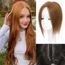 Hair Toppers for Women Real Human Hair, 12 Inch 360 3D Upgrade Middle Part Toppers for Women with Thinning Hair (12 Inch-Light Brown)