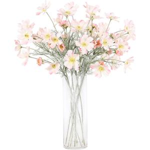 2 Pcs Artificial Flowers Plants Calliopsis Silk Flower Arrangements Wedding Bouquets Decorations Plastic Floral Table Centerpieces for Home Kitchen Garden Party Decor Approx 23.6'' High - Light Pink