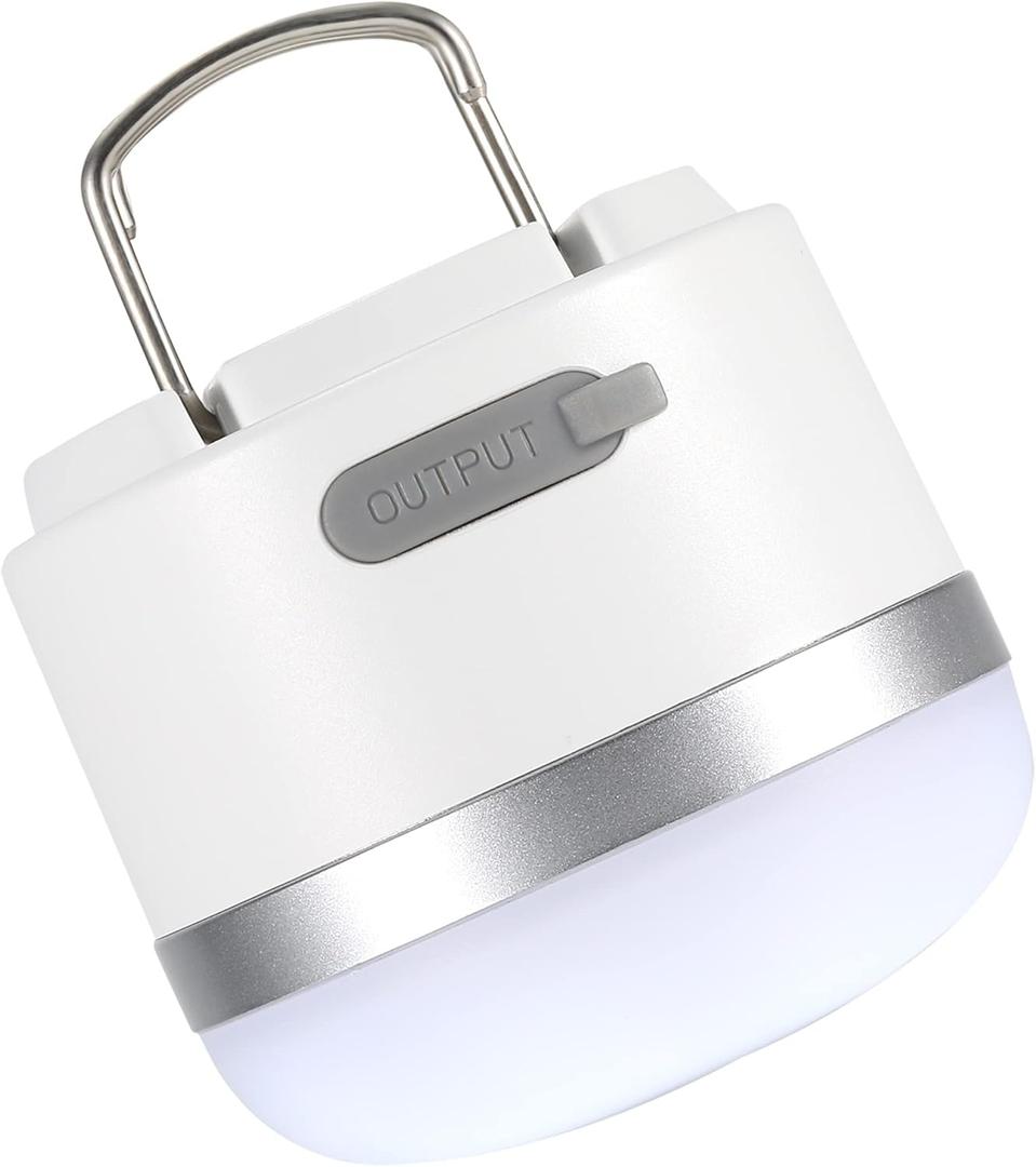 Wildley 600LM Camping Lights, 5 Light Modes Camping Lantern Rechargeable with 3600 mAh Power Bank,Camping Essentials for Tent Emergency, Outdoor Hiking, Power Outages (White)