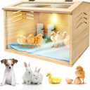 Chicken Brooder Box for Chicks & Quail with 3 Absorbent Pads, Feeder and Waterer - Adjustable Temperature Control Brooding Box for Small Chicken Coop & Quail Cage (15.7x12x12 Inches)