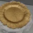 WUWEOT 12 Pack Gold Charger Plates, 12.7" Round Plastic Reef Plate Chargers with Flora Reef Design for Wedding Dinner Party Decoration