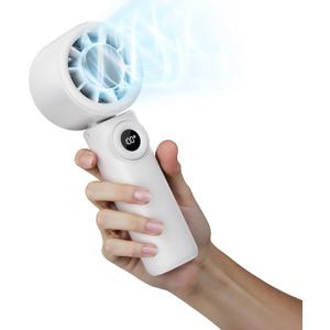 CIVPOWER Handheld Fan: Portable Small Ice Cooling Plate- 4000mAh Rechargeable 100 Gear High-Speed Turbo 10500 RPM - Personal Foldable Battery Operated for Travel Indoor Outdoor Women Men (White)