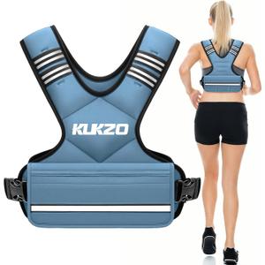KUKZO Adjustable Weighted Vest Woman Men, 12-18lb Weight Vest with 6 Ironsand Weights for Strength Training Rucking Running Walking Fitness Workout, Blue