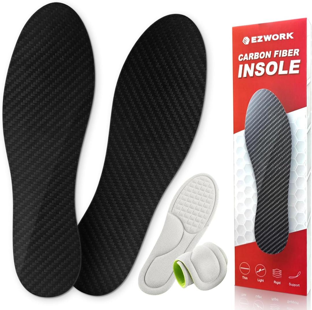 Carbon Fiber Insoles, Carbon Fiber Foot Plate 1 Pair Rigid Shoe Insert Support Turf Toe, Foot Fractures, Morton Extension, Hallux Rigidus and Limitus - Alternative to Post Op Shoe (10.04"-Men's 8-8.5/Women's 9-9.5,255mm)