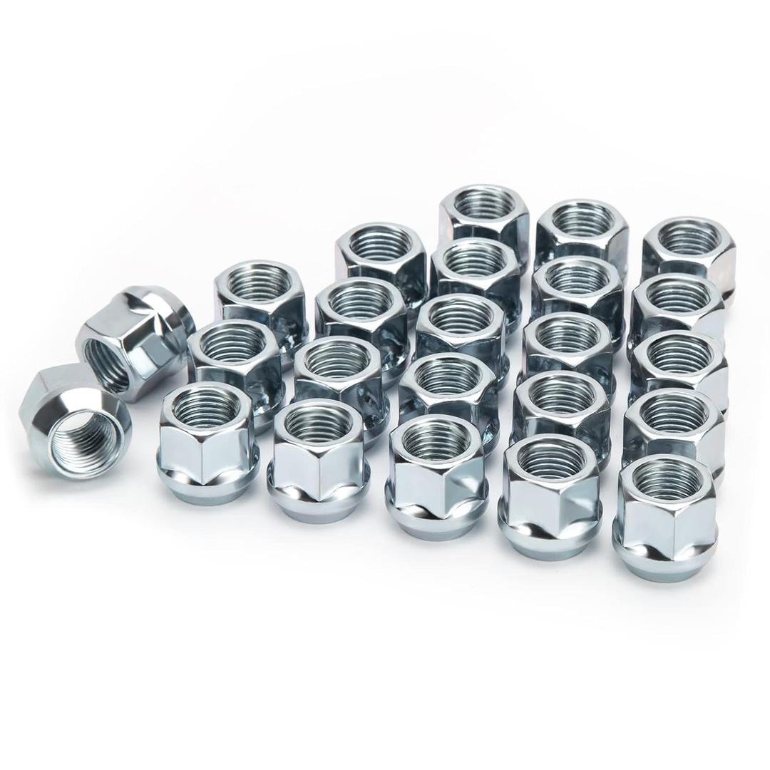 KSP M14X1.5 Open End Acorn Bulge Wheel Lug Nuts, Zinc Finish,3/4"19mm Hex 0.84(21mm) Height Conical Seat 60 Degre for Truck/Tuner Aftermarket Rims Pack 24 pcs, 1 Year Support (Chrome)