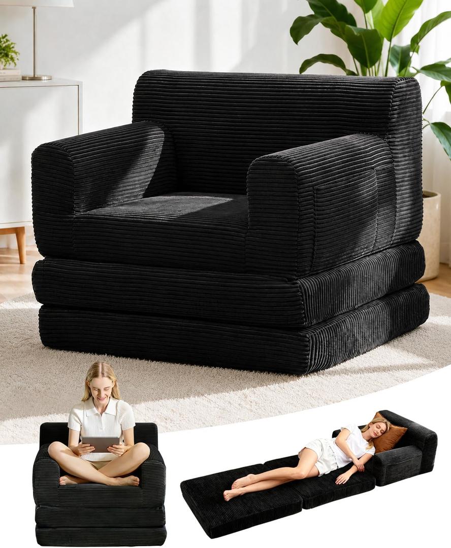 Boneless Couch Sofa Bed, Convertible Sleeper Chair 84"x35" No Assembly