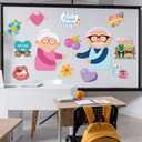 Epakh Grandparents Day Bulletin Board Decorations Paper Cutouts Grandparents Day Party Decorations Set Grandma and Grandpa Classroom Decor Cutouts for School Wall Door Supplies(Vivid)