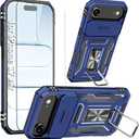 Case Compatible with 17 Air iPhone Phone Case with Kickstand Ring Holder & HD Screen Protector, with Camera Cover, with Magnet Car Mount Function, for iPhone Air (Navy Blue)