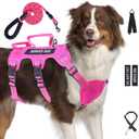 Escape Proof Dog Harness for Large Medium Sized Dogs Six Point Adjustable, Service Dog Vest Harness and Leash Set, No Pull Dogs Harnesses with Handle, XL Dog Harnesses for Walking (Pink, XL)