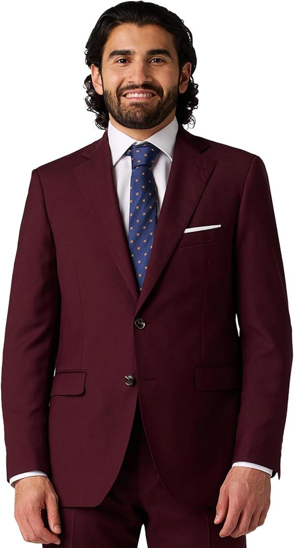Alton Lane Mercantile Jacket Tailored Fit - Premium Quality Suit Jacket for Men, Stylish and Elegant Men’s Suit Jackets, Burgundy, 44L