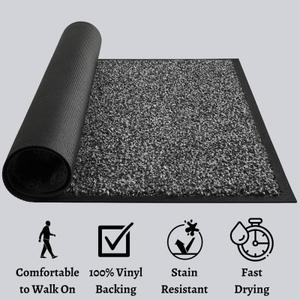 MATALL Home Entrance Door Mat - Microfiber Super Absorbent Mat Floor Mats with Durable Rubber Backing Indoor Low-Profile Doormats for House High Traffic Areas (35”x23.5”, Black&Grey)