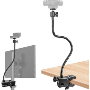 Webcam Stand, Webcam Mount Gooseneck Arm with Phone Holder Web Camera Stand Desk Mount Clip Clamp for Logitech Webcams C922 C930e C920S C920 C615 C960 C920x BRIO 4K NexiGo N60 and More