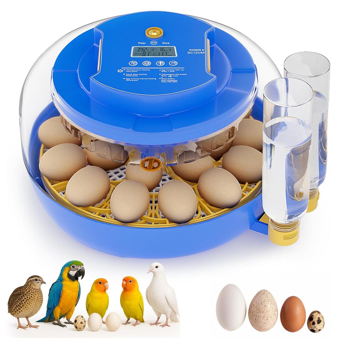 Incubators for Hatching 18 Eggs with Automatic Egg Turning and Humidity Monitoring - 360 Viewing for Chicken Duck Goose Pigeon