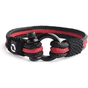 Mens Rope Bracelet - Stainless Steel Black Shackle, Extremely Durable and Scratch Resistant Waterproof Paracord, Handmade, Nautical Wristband for Men, 7 Inch