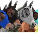 Frienda 4 Pcs Horse Fly Masks with Ears Head Fly Masks for Horses Smooth Elastic UV Protection Cover from Summer Insect Pests(Large,Black, Gray, Blue, Mint Green)