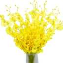 FERIAL 12 Pcs Artificial Flowers Orchids Silk Flowers Fake Orchid in Bulk Artificial Flowers Long Stem 20" Yellow Dancing Orchids Flower for Wedding Home Office Party Festive Decoration
