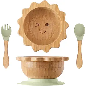 Suction Bowl for Baby Kid Toddler Bamboo